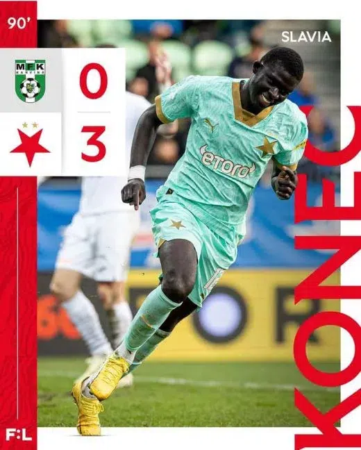 Victoire éclatante du Slavia Prague avec un premier but sénégalais