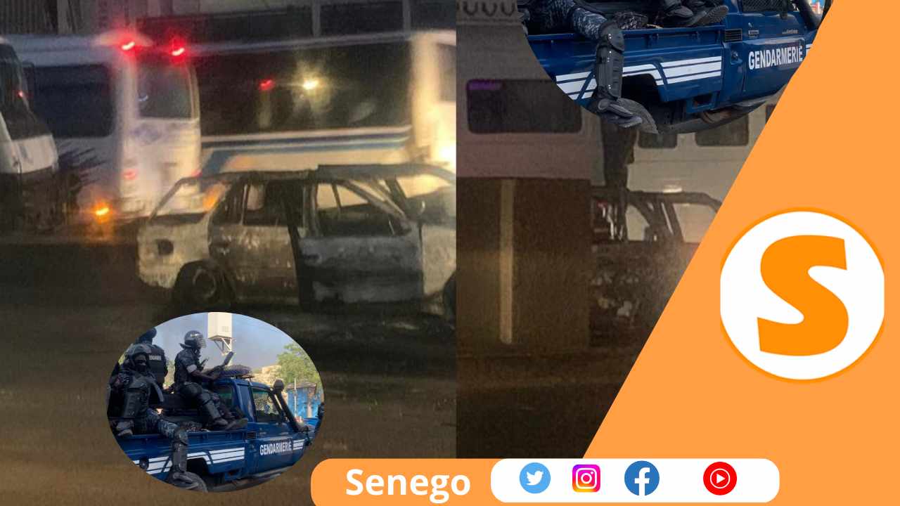 Manifs Thiaroye-Diamaguène : Perturbations de la circulation, 2 véhicules incendiés… (Vidéo+Photos)