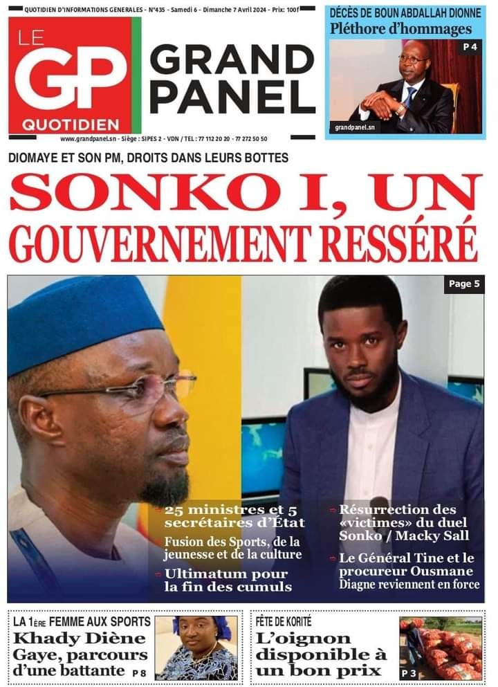 Découvrez les Unes des journaux sénégalais du samedi 06 avril 2024