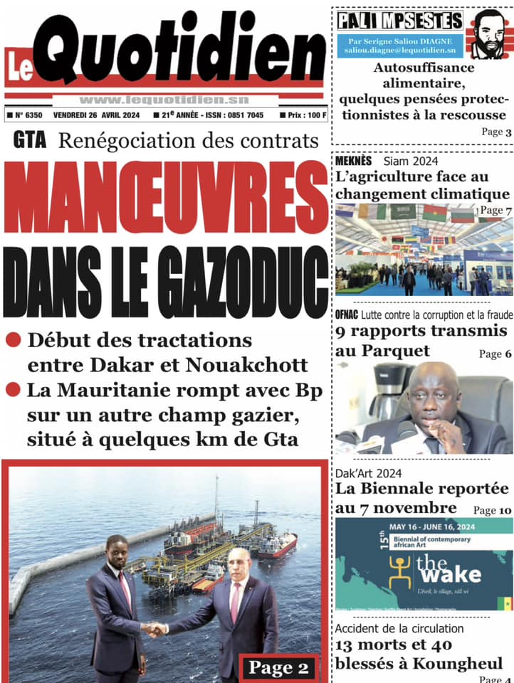 Découvrez les Unes des journaux Sénégalais du vendredi 26 avril 2024