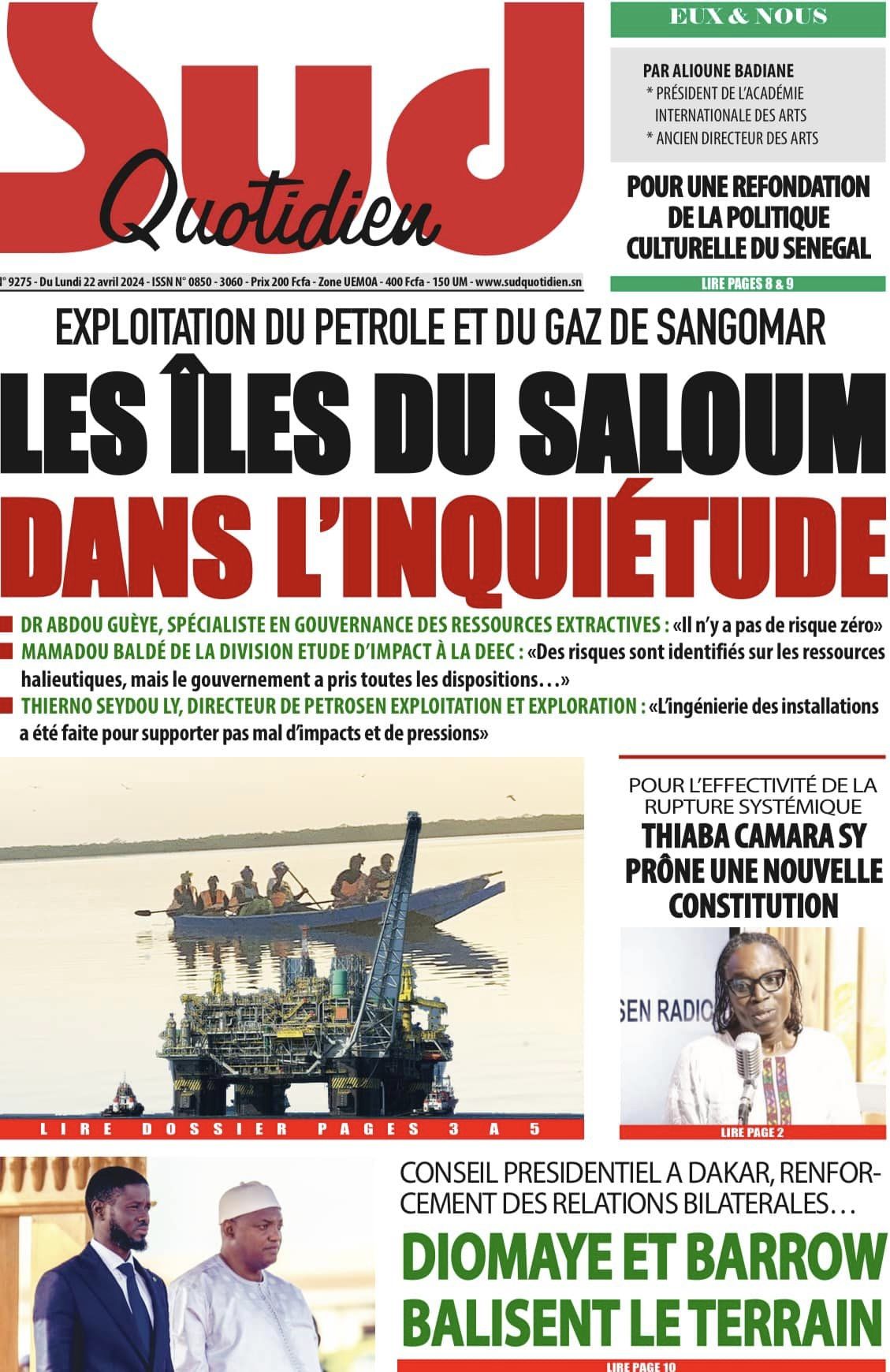 Découvrez les Unes des journaux sénégalais du lundi 22 avril 2024