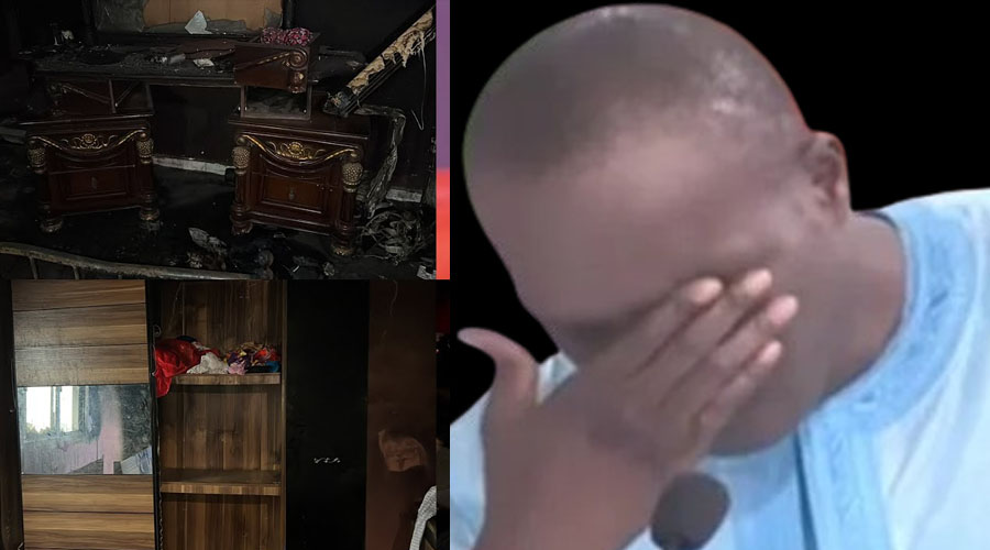 Sa maison complètement brûlée, découvrez la triste réaction de Alioune Mbaye Nder (Vidéo)