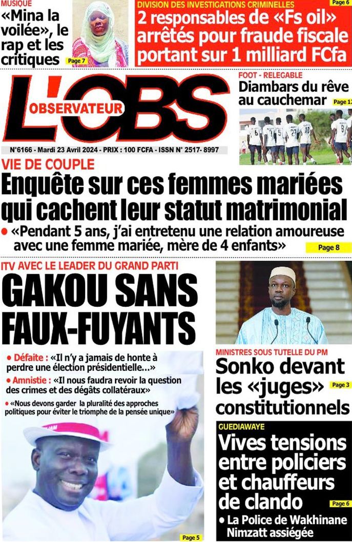 Découvrez les Unes des journaux sénégalais du mardi 23 avril 2024