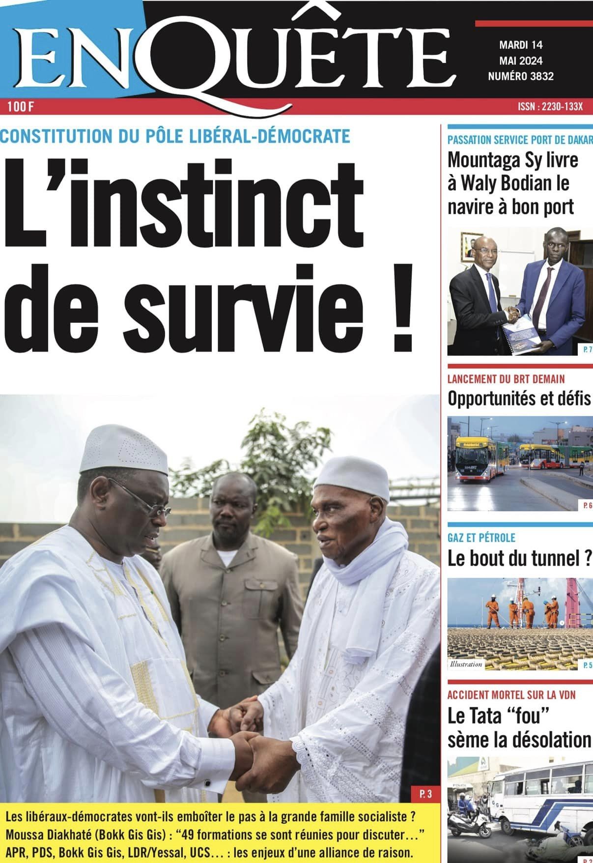 Découvrez les Unes des journaux Sénégalais du mardi 14 mai 2024