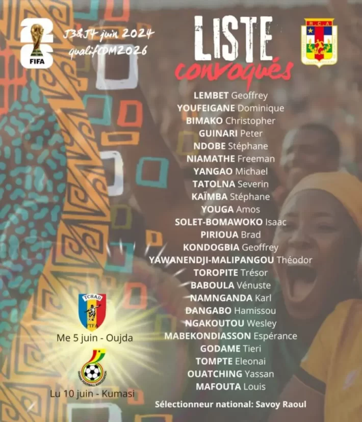 Photo : Geoffrey Kondogbia retourne avec la République centrafricaine pour les éliminatoires du Mondial 2026, Tchad et Ghana au programme
