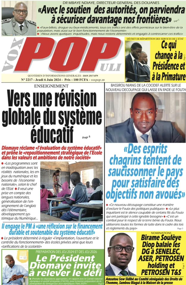 Découvrez les Unes des journaux Sénégalais du jeudi 06 juin 2024