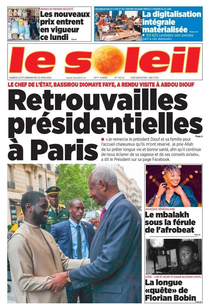 Découvrez les Unes des journaux sénégalais du samedi 22 juin 2024