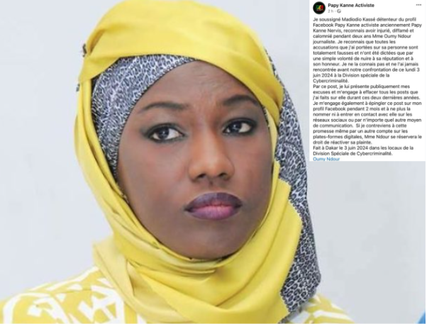 Facebook : Un internaute reconnait avoir injurié, diffamé et calomnié Oumy Ndour pendant 2 ans…