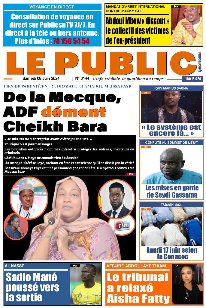 Découvrez les Unes des journaux sénégalais du samedi 08 juin 2024