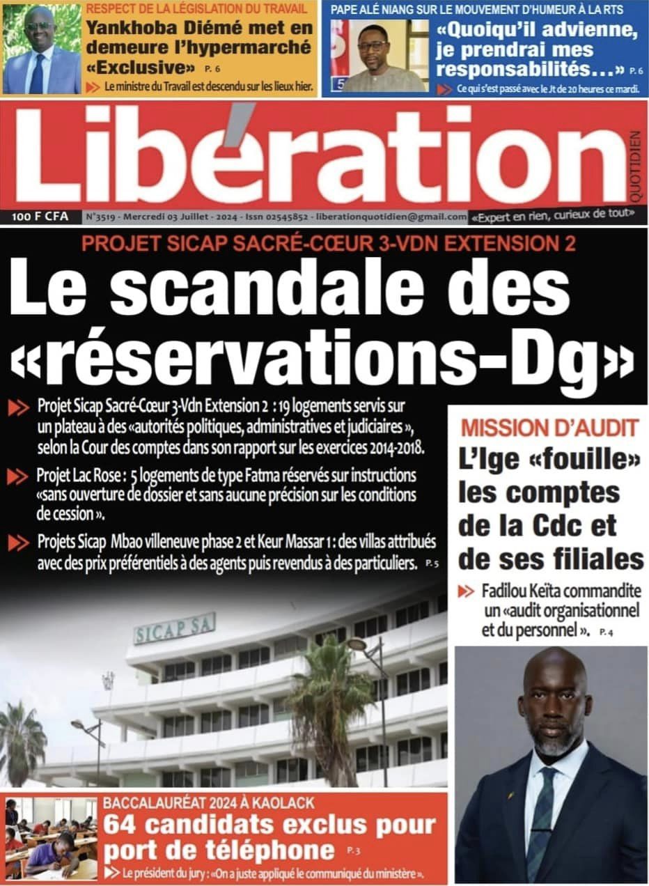 Découvrez les Unes des journaux sénégalais du mercredi 03 juillet 2024