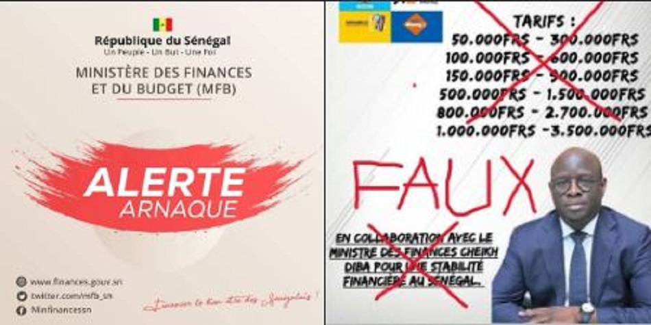 Arn@que : Le Ministère des Finances et du Budget alerte les Sénégalais