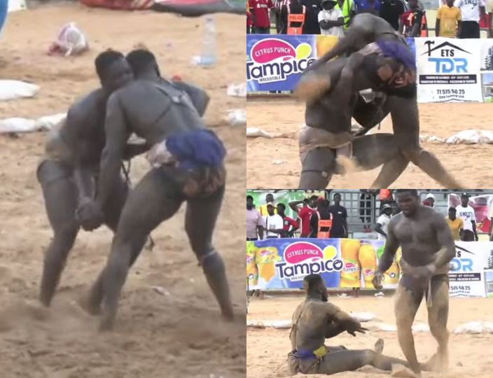 Lutte : Retour triomphal de Pape Mbaye avec une chute spectaculaire ! (Vidéo)