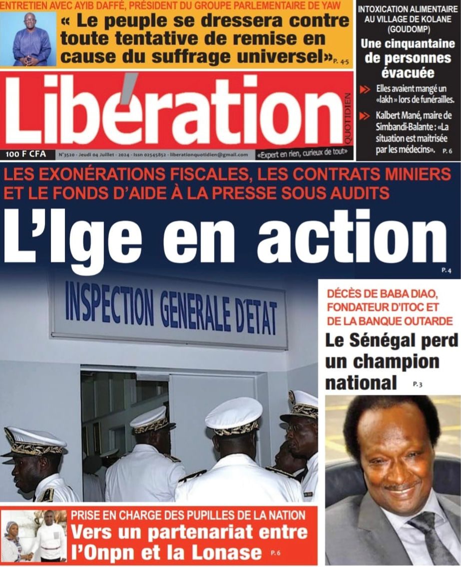 Découvrez les Unes des journaux sénégalais du jeudi 04 juillet 2024