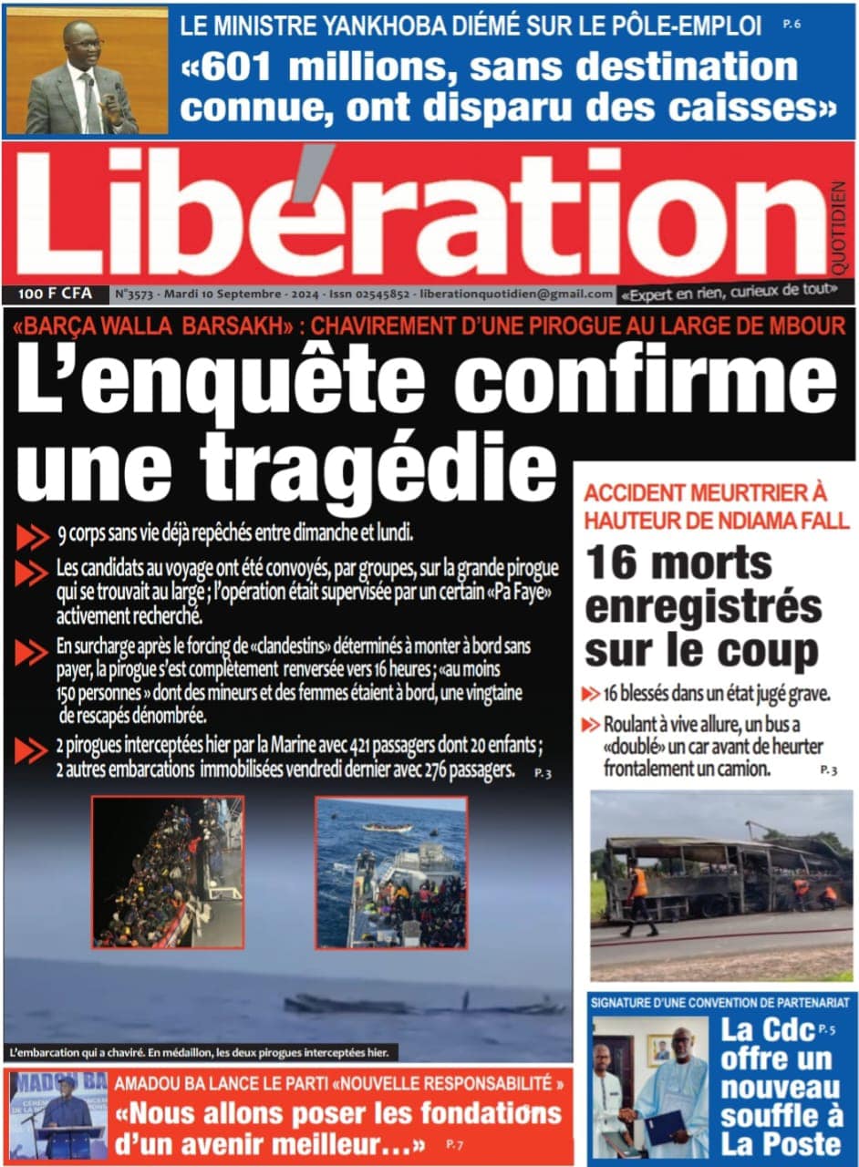 Découvrez les Unes des journaux sénégalais du mardi 10 septembre 2024