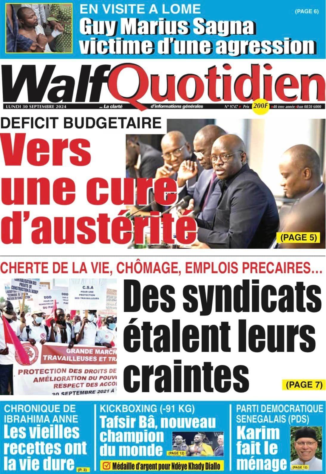 Découvrez les Unes des journaux sénégalais du lundi 29 septembre 2024