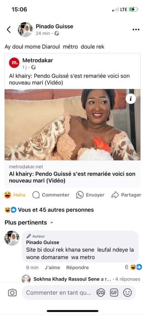 Penda Guissé accuse un site d’inventer son remariage... Découvrez sa réaction explosive !