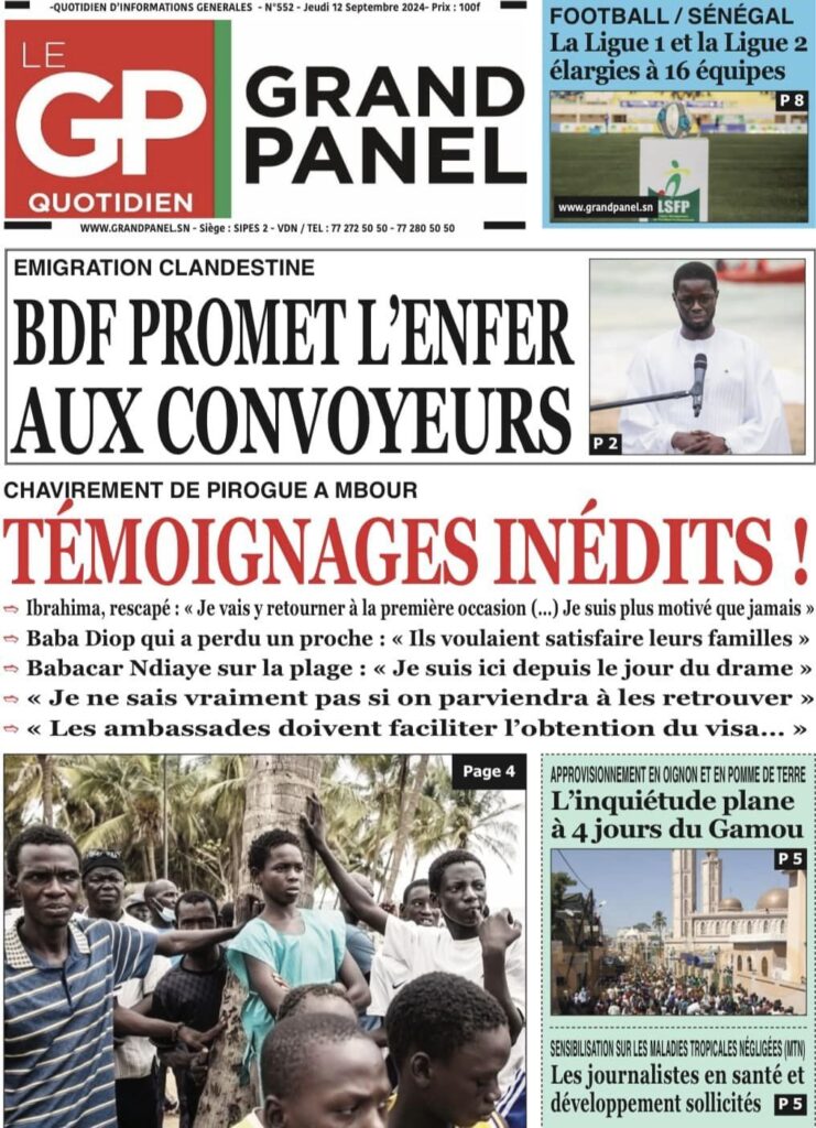 Unes des journaux sénégalais du 12 septembre 2024 : découvrez les manchettes du jour