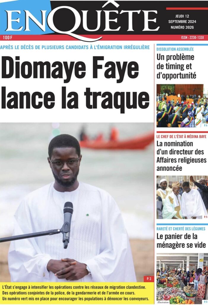 Unes des journaux sénégalais du 12 septembre 2024 : découvrez les manchettes du jour