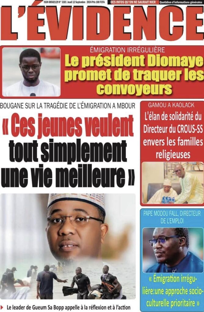 Unes des journaux sénégalais du 12 septembre 2024 : découvrez les manchettes du jour