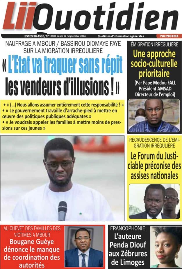 Unes des journaux sénégalais du 12 septembre 2024 : découvrez les manchettes du jour