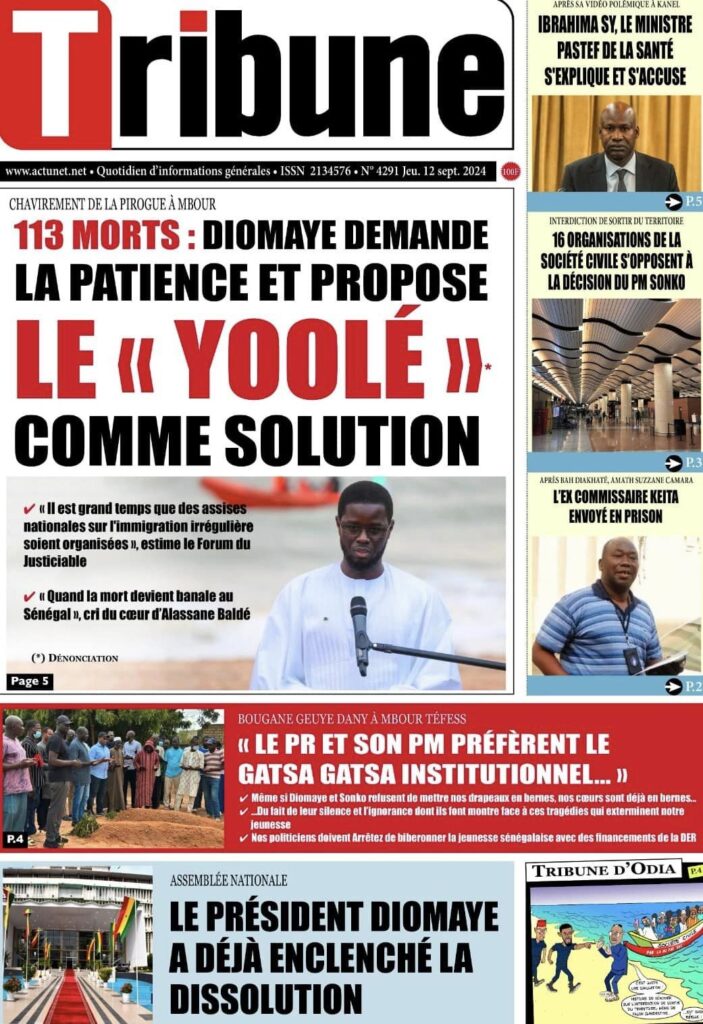 Unes des journaux sénégalais du 12 septembre 2024 : découvrez les manchettes du jour