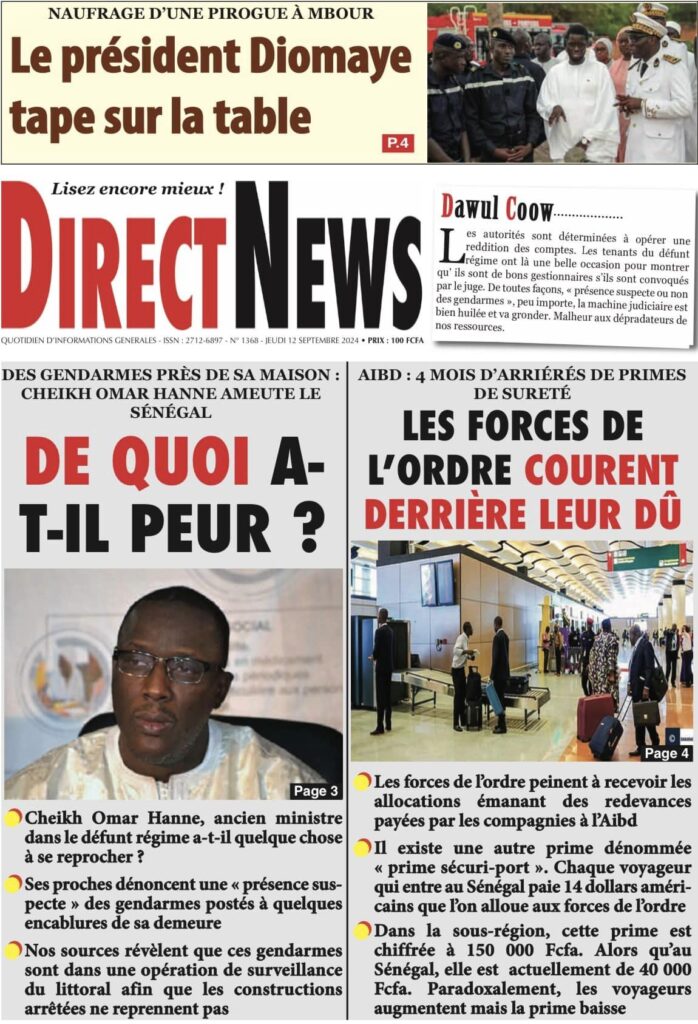 Unes des journaux sénégalais du 12 septembre 2024 : découvrez les manchettes du jour