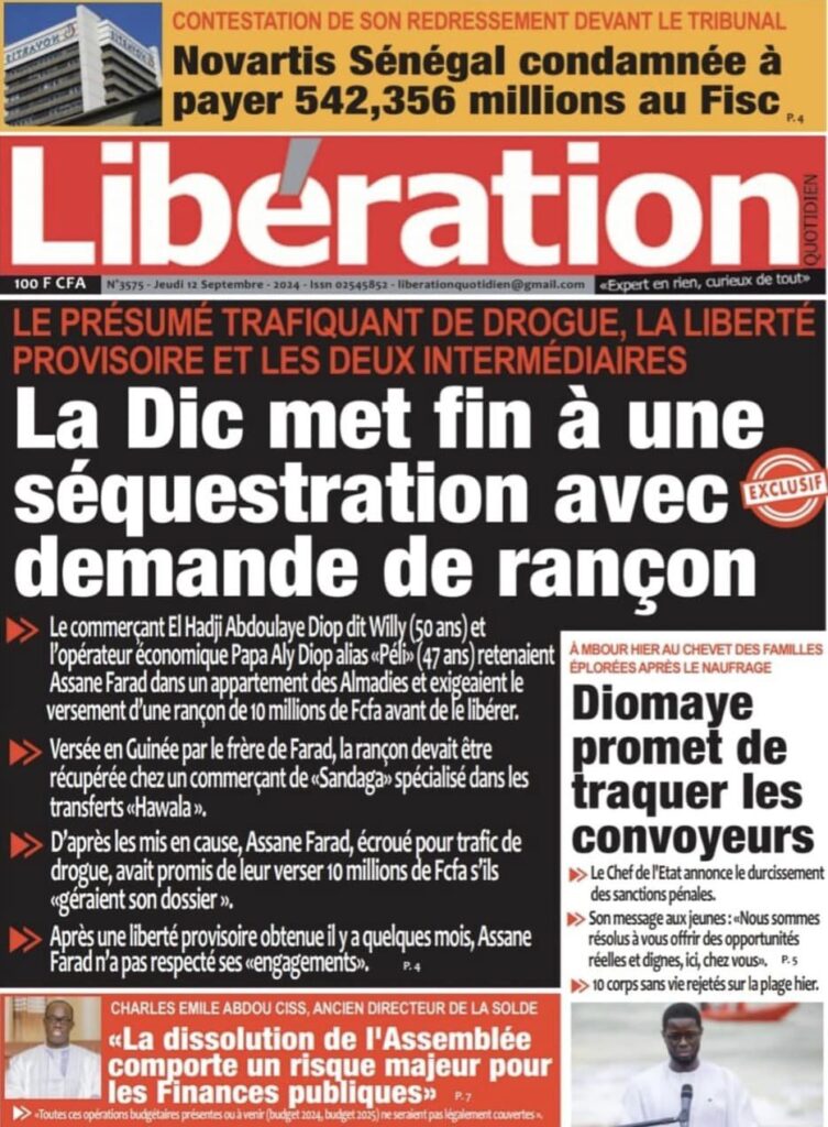 Unes des journaux sénégalais du 12 septembre 2024 : découvrez les manchettes du jour