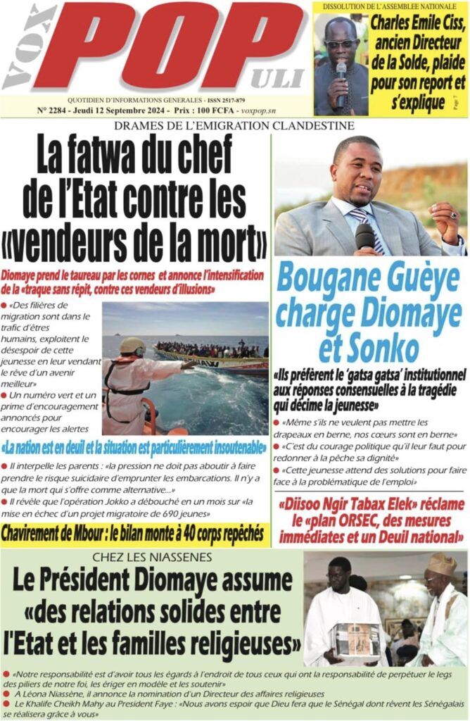 Unes des journaux sénégalais du 12 septembre 2024 : découvrez les manchettes du jour