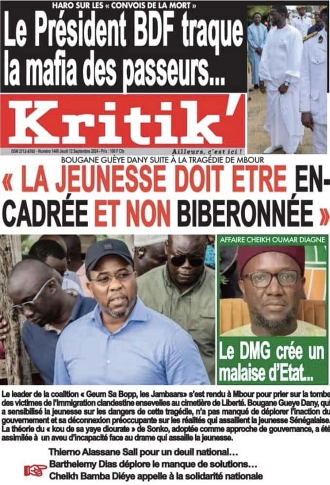 Unes des journaux sénégalais du 12 septembre 2024 : découvrez les manchettes du jour