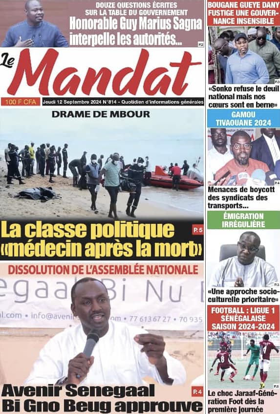 Unes des journaux sénégalais du 12 septembre 2024 : découvrez les manchettes du jour