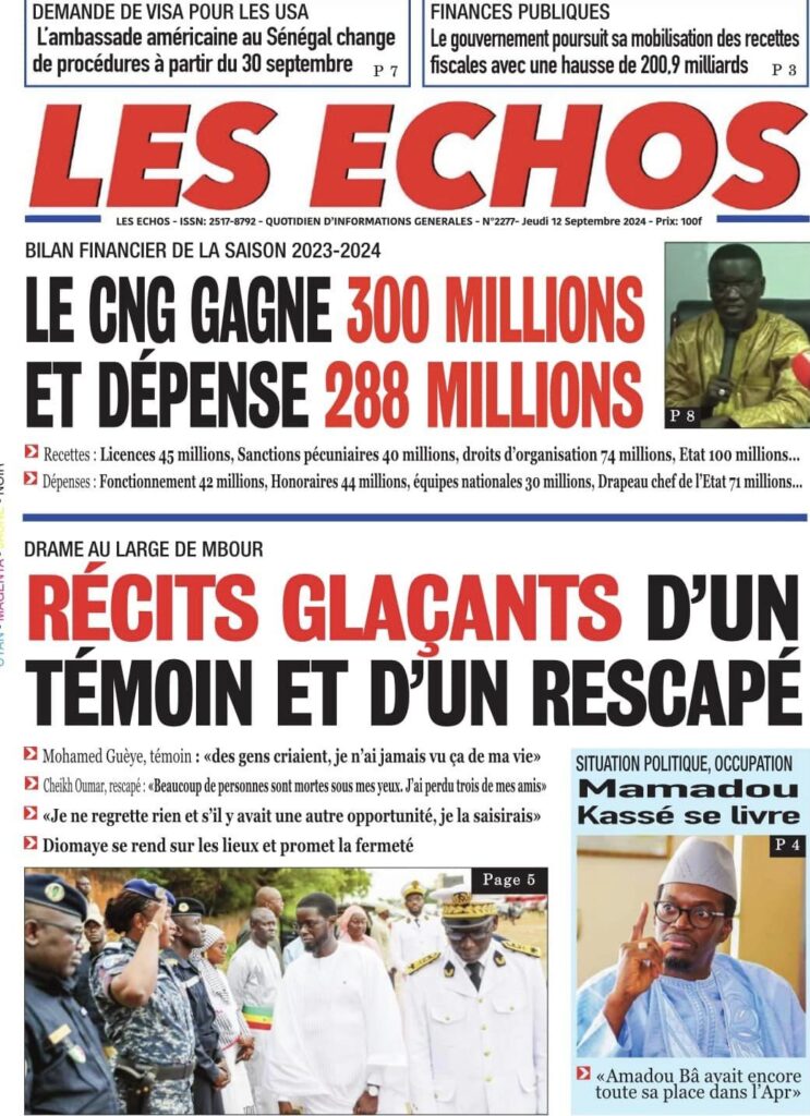 Unes des journaux sénégalais du 12 septembre 2024 : découvrez les manchettes du jour