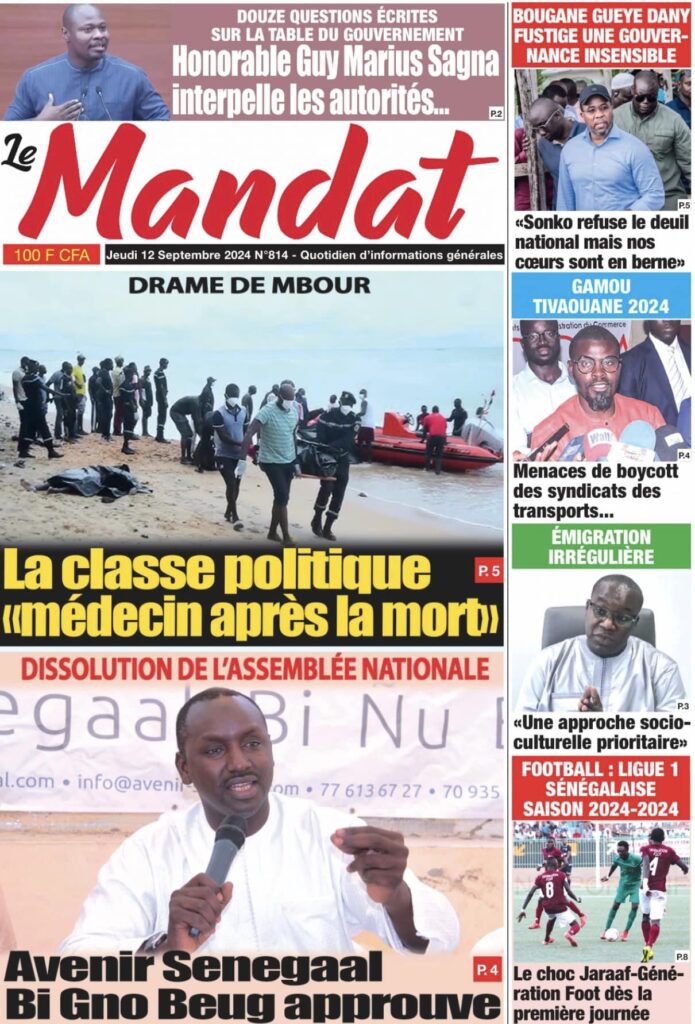 Unes des journaux sénégalais du 12 septembre 2024 : découvrez les manchettes du jour