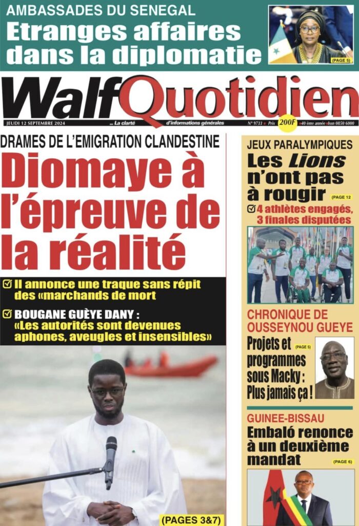 Unes des journaux sénégalais du 12 septembre 2024 : découvrez les manchettes du jour