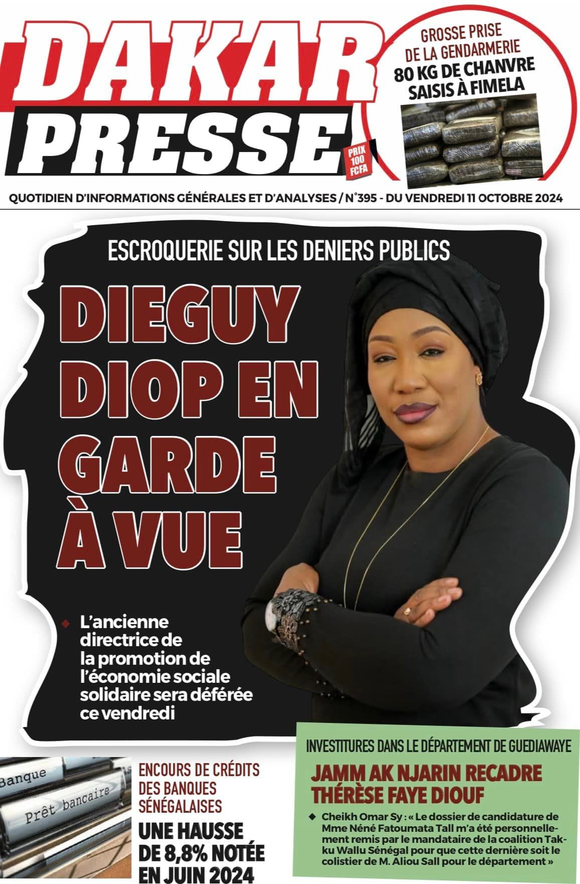 Découvrez les Unes des journaux sénégalais du Vendredi 11 octobre 2024