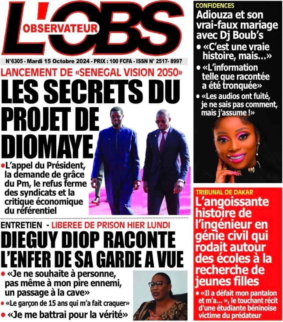 Découvrez les Unes des journaux sénégalais du mardi 15 octobre 2024