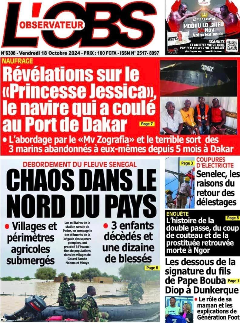 Découvrez les Unes des journaux sénégalais du vendredi 18 octobre 2024