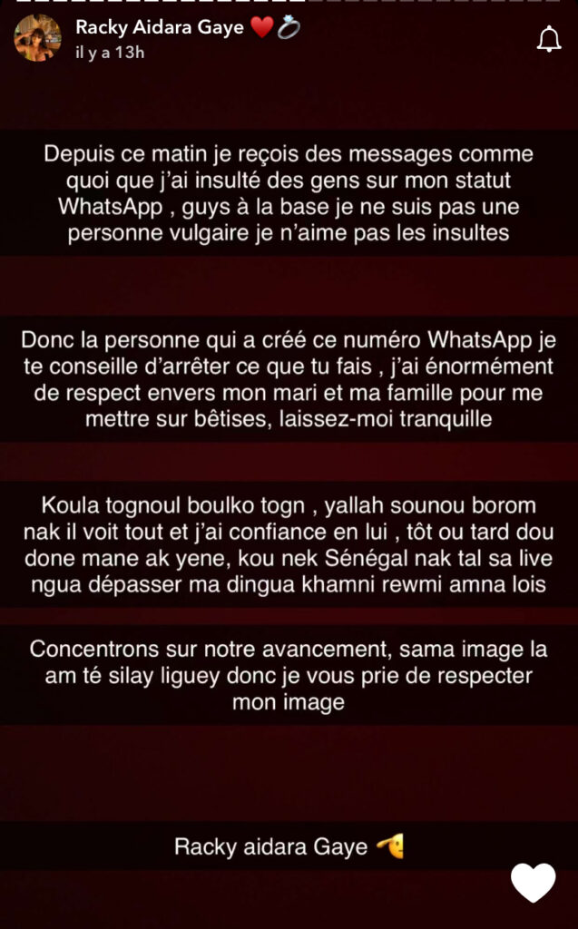 Après une polémique en ligne, Racky Aïdara s
