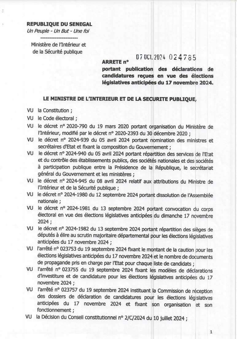 Législatives anticipées : candidatures validées et rejetées