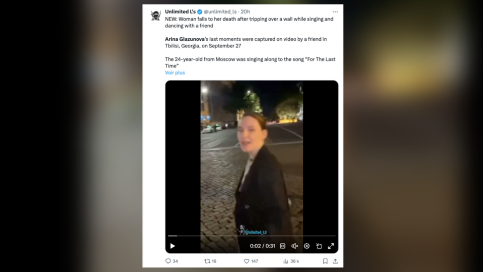 Tragédie en Géorgie : une influenceuse russe meurt en filmant une vidéo à Tbilissi