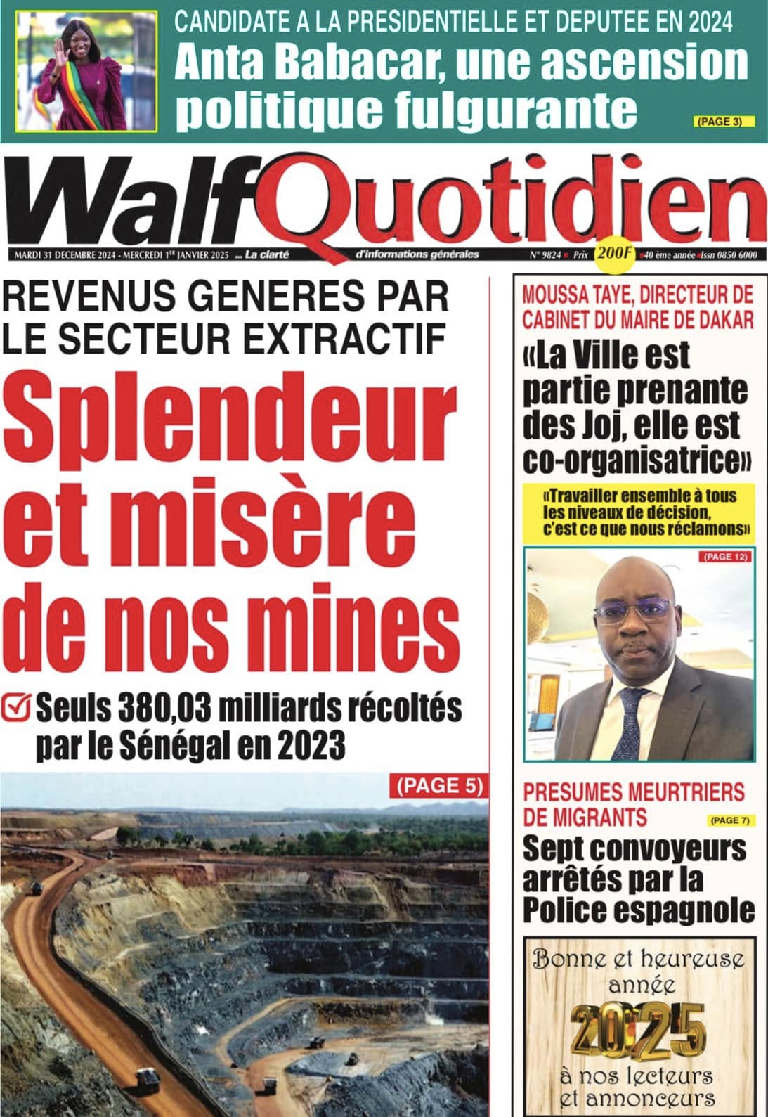 Découvrez les Unes des journaux Sénégalais du mardi 31 décembre 2024