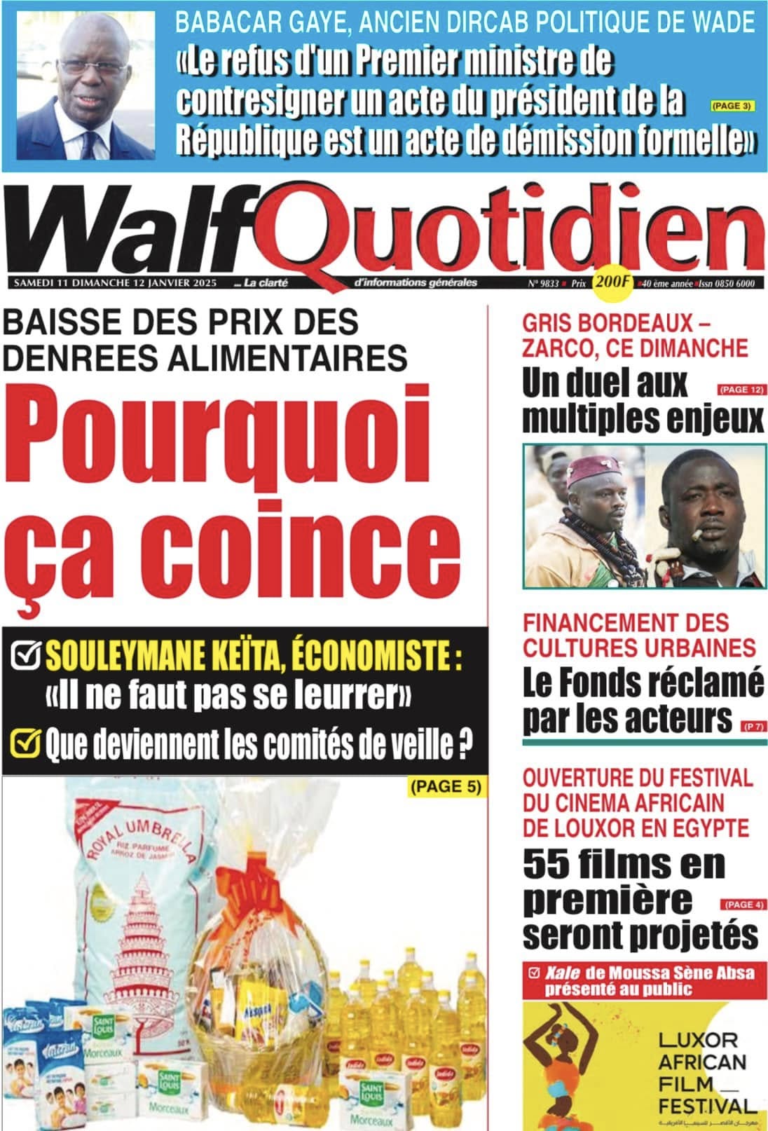 Découvrez les Unes des journaux Sénégalais du samedi 11 janvier 2025