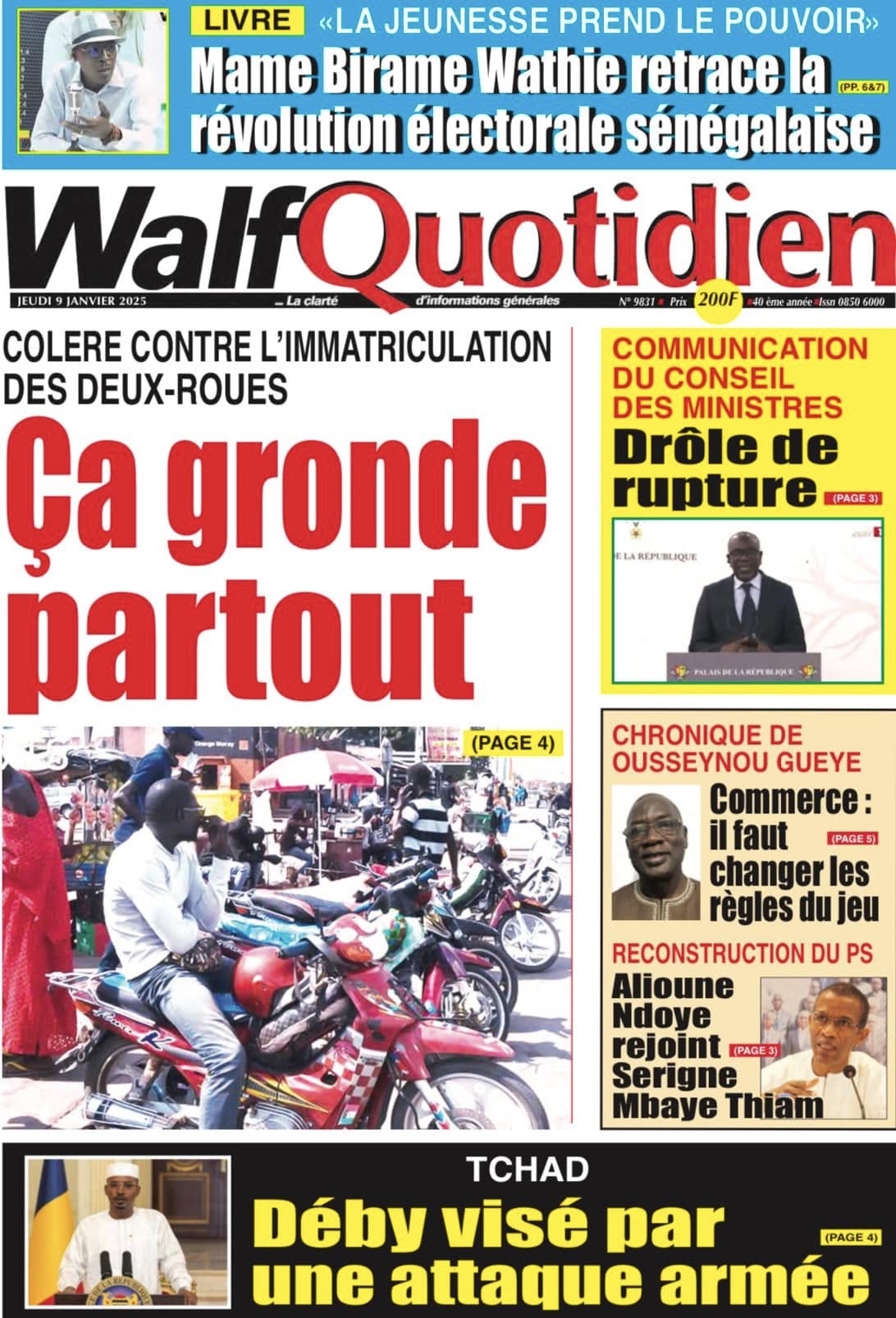 Découvrez les Unes des journaux Sénégalais du jeudi 09 janvier 2025