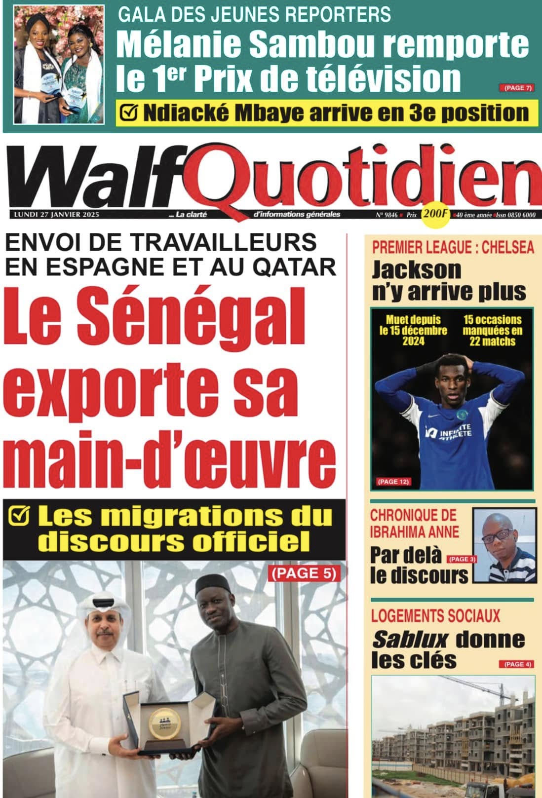 Découvrez les Unes des journaux sénégalais du lundi 27 janvier 2025