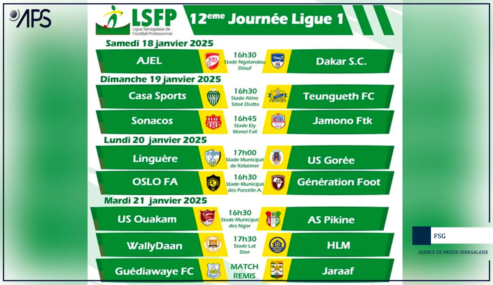 AJEL contre DSC : une confrontation prometteuse pour la 12e journée de Ligue 1 au Sénégal