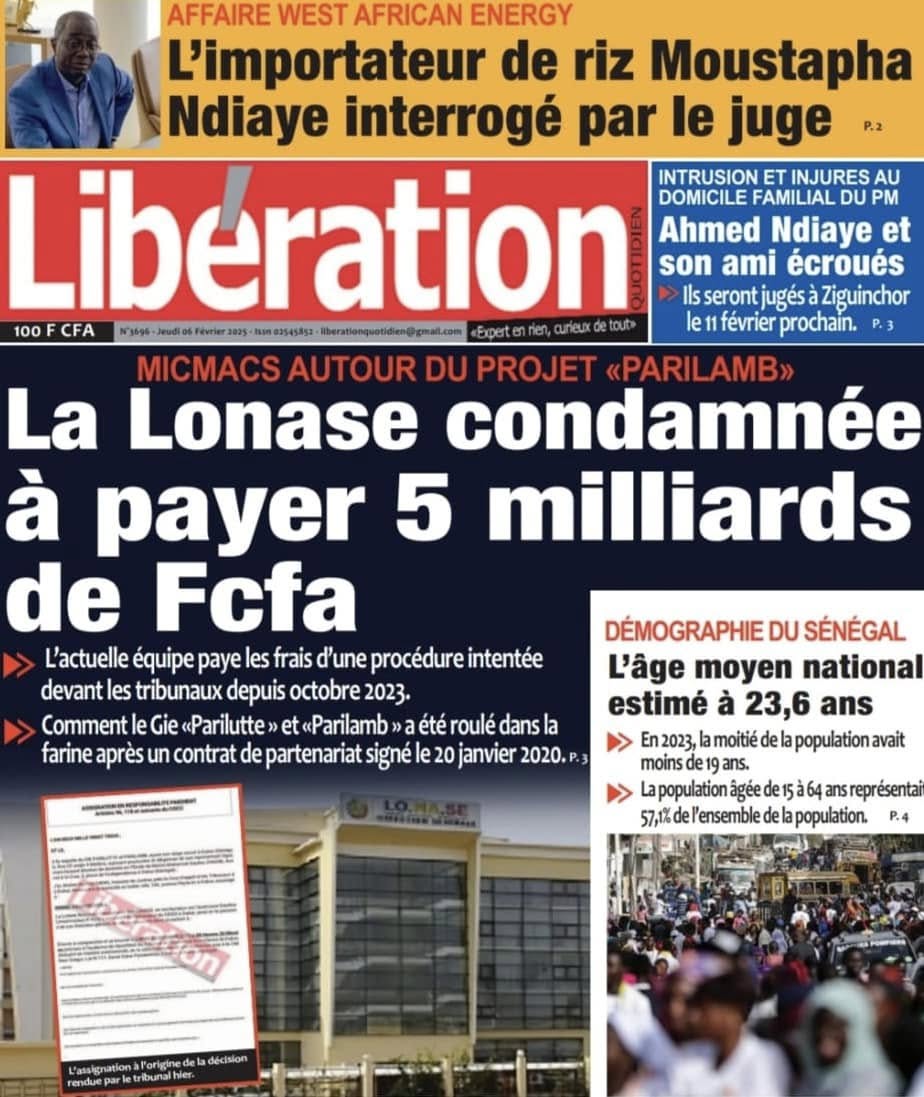 Découvrez les Unes des journaux sénégalais du jeudi 06 février 2025