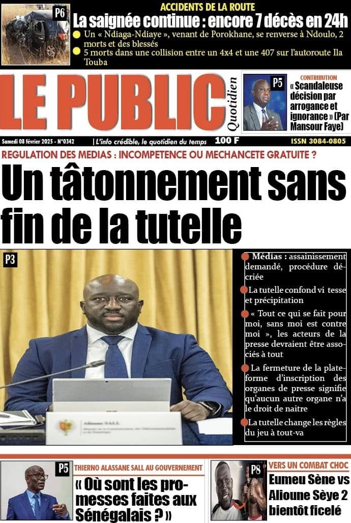 Découvrez les Unes des journaux sénégalais du samedi 08 février 2025