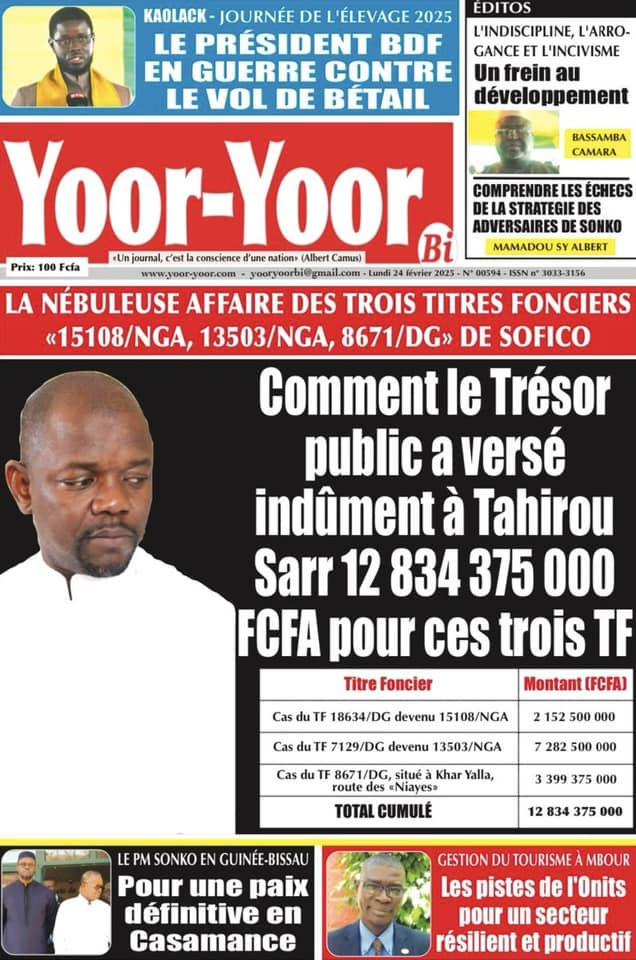 Découvrez les Unes des journaux sénégalais du lundi 24 février 2025