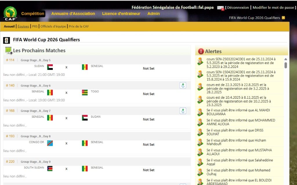 Incertitude sur le lieu du match Soudan-Sénégal pour les éliminatoires de la Coupe du Monde 2026