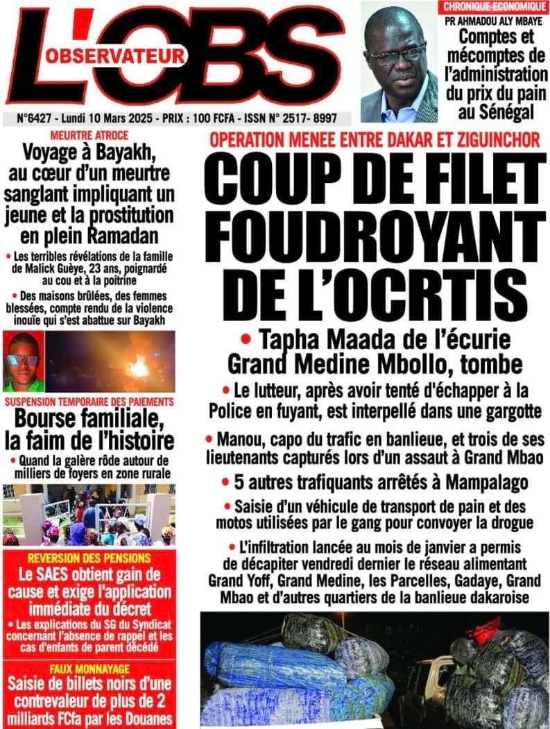 Découvrez les Unes des journaux sénégalais du lundi 10 mars 2025