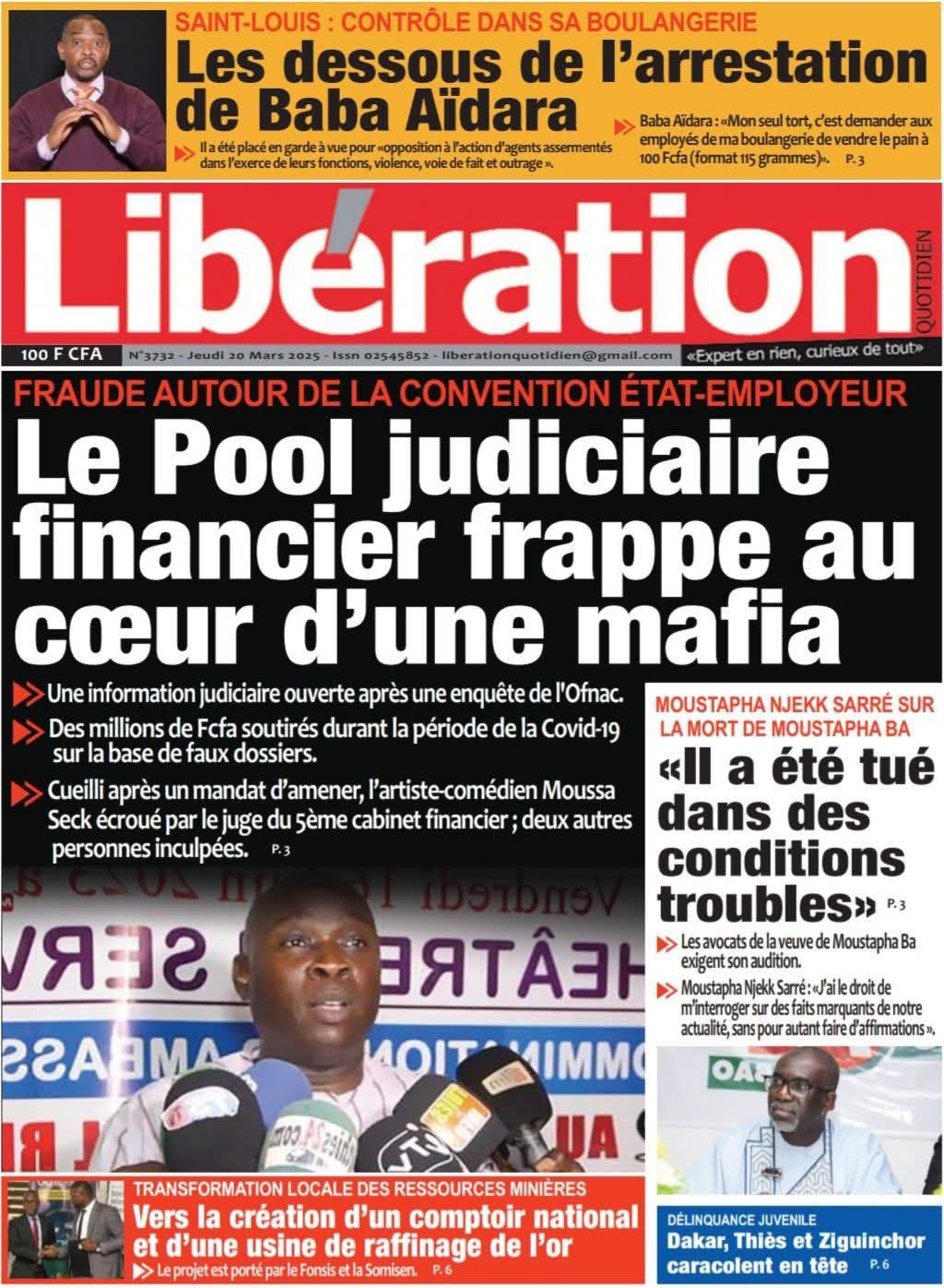 Découvrez les Unes des journaux sénégalais du jeudi 20 mars 2025